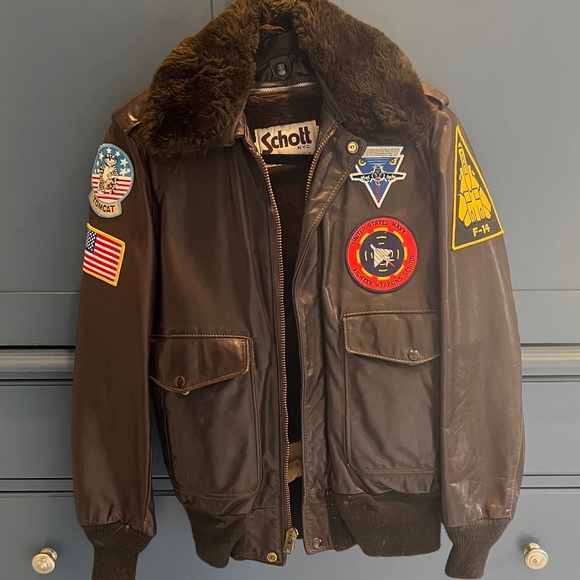 Men’s leather flight jacket. Size 34. - Picture 2 of 6